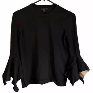COS Womens Blouse Top Size S Black Knit Stretch Bell Sleeve Witchy Gypsy Grunge